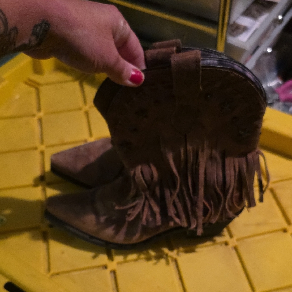 Dingo Brown Fringe Ankle Boots